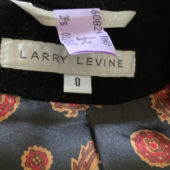Larry Levine Wool Long Coat 8 Black Button Down - Picture 4 of 5